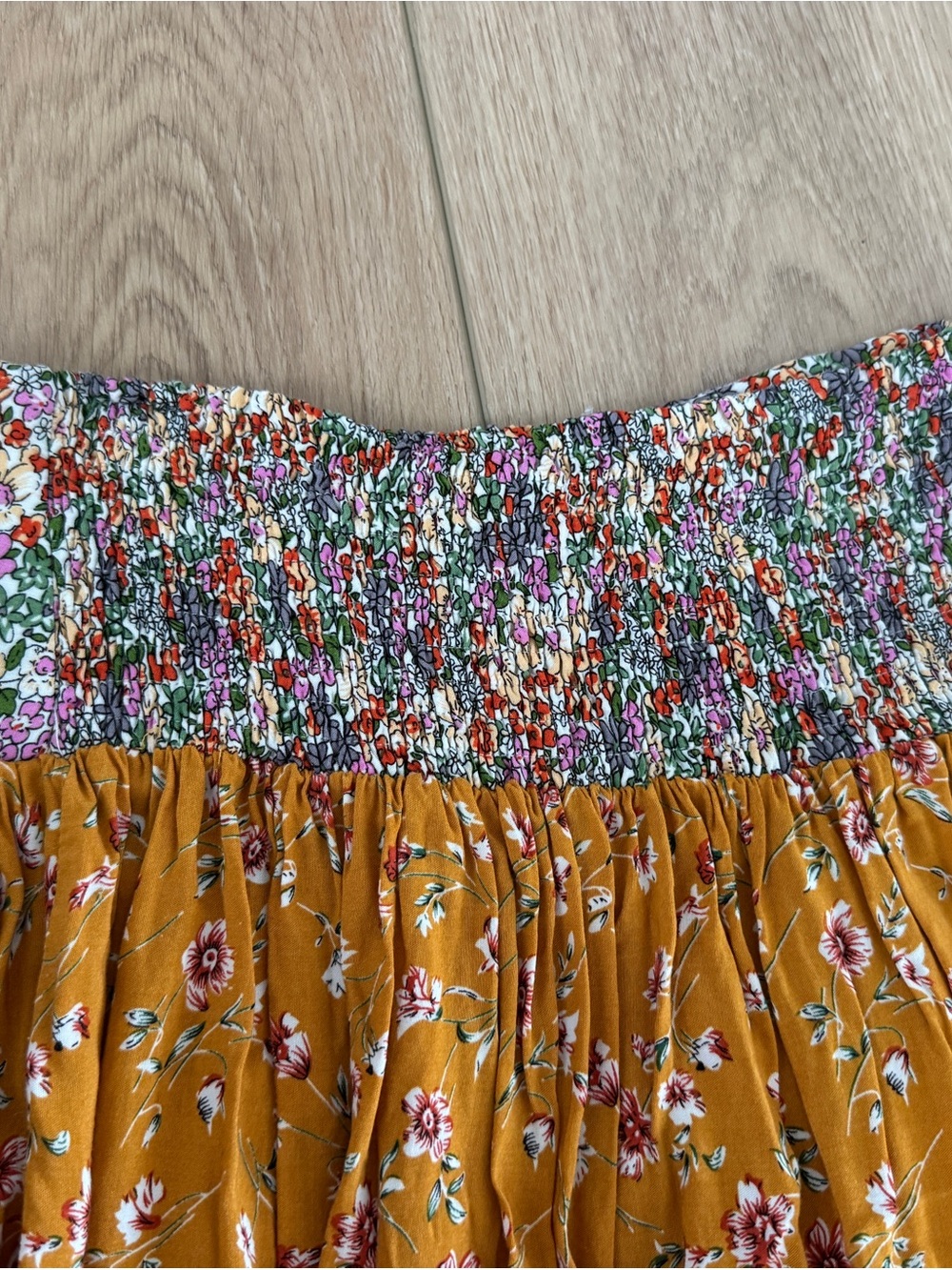 Natural Life Hannah Convertible Tiered Floral Maxi Skirt - Mixed Golden Floral - Picture 8 of 8
